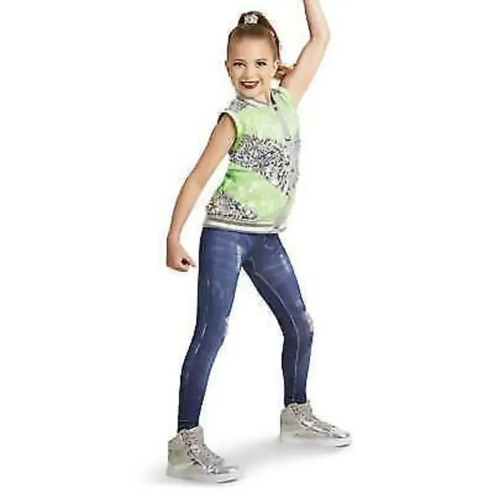 Pre-Owned Dance Vest Weissman 11405 Medium Child Lime Green Zip Up Vest Jazz